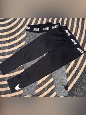 Nike Kids' Black and Gray Leggings Set  size 4